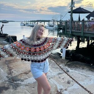 Zara Fall floral Crochet Sweater